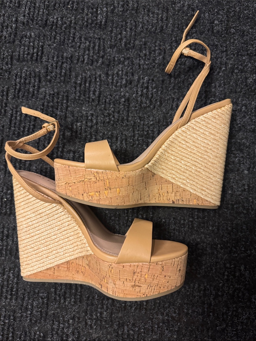 Aldo Tan Cork & Rope Espadrille Wedge Sandals